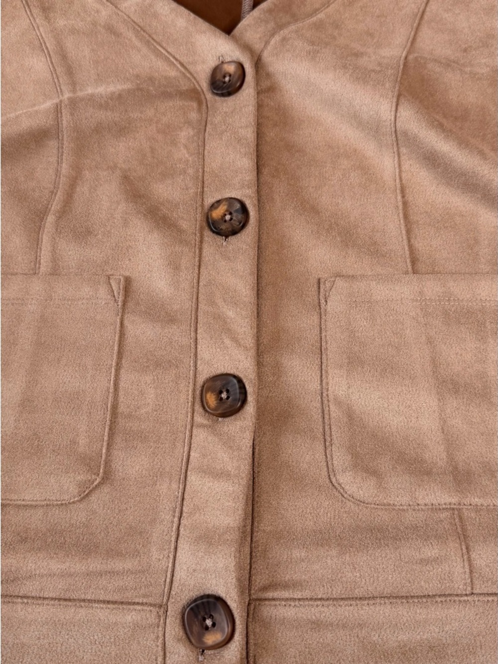 A.U.K. Women's Tan Suede Button-Front Vest - Picture 5 of 7
